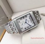 Swiss Knockoff Jaeger LeCoultre Reverso Watch Stainless Steel White Dial